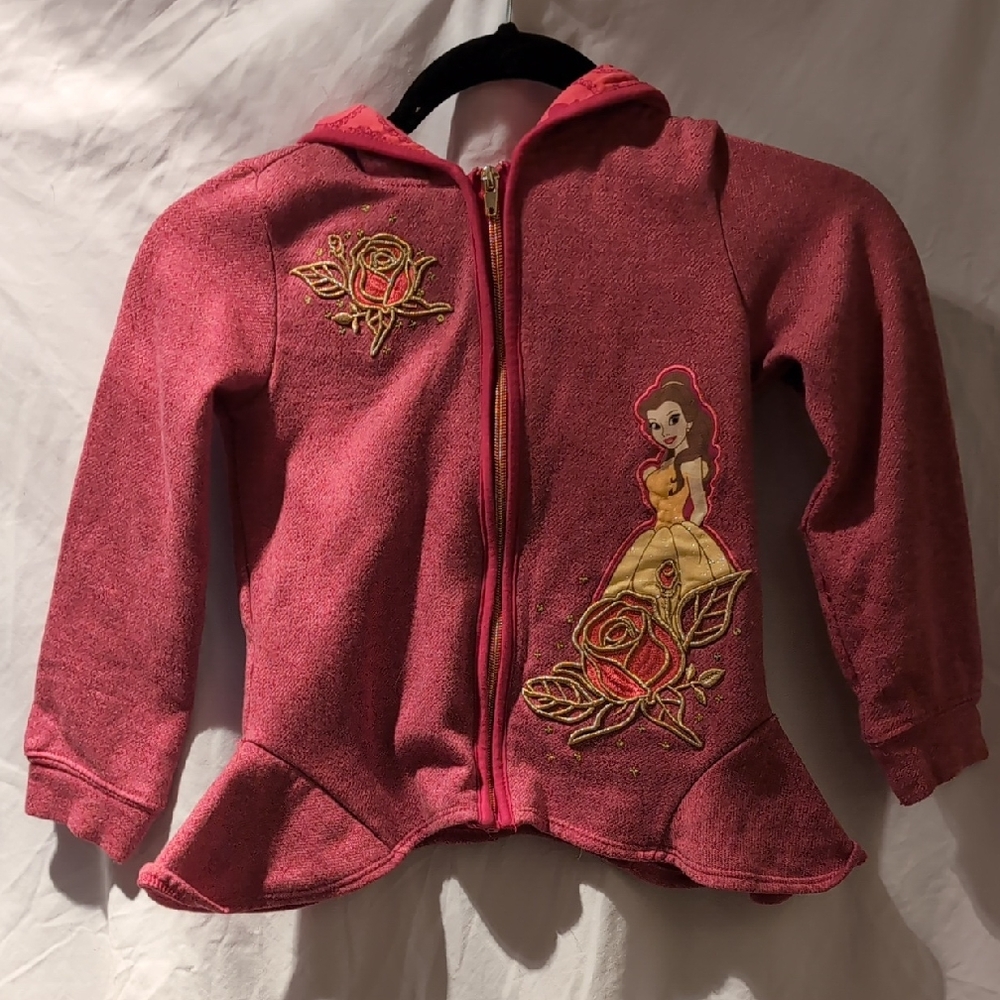 Pink Hooded Jacket with Embroidered Princess Design